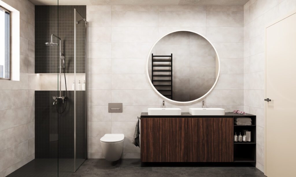 Image illustrative non contractuelle de la salle de bain d'un appartement à vendre de type F2 à la Résidence Safiétou
