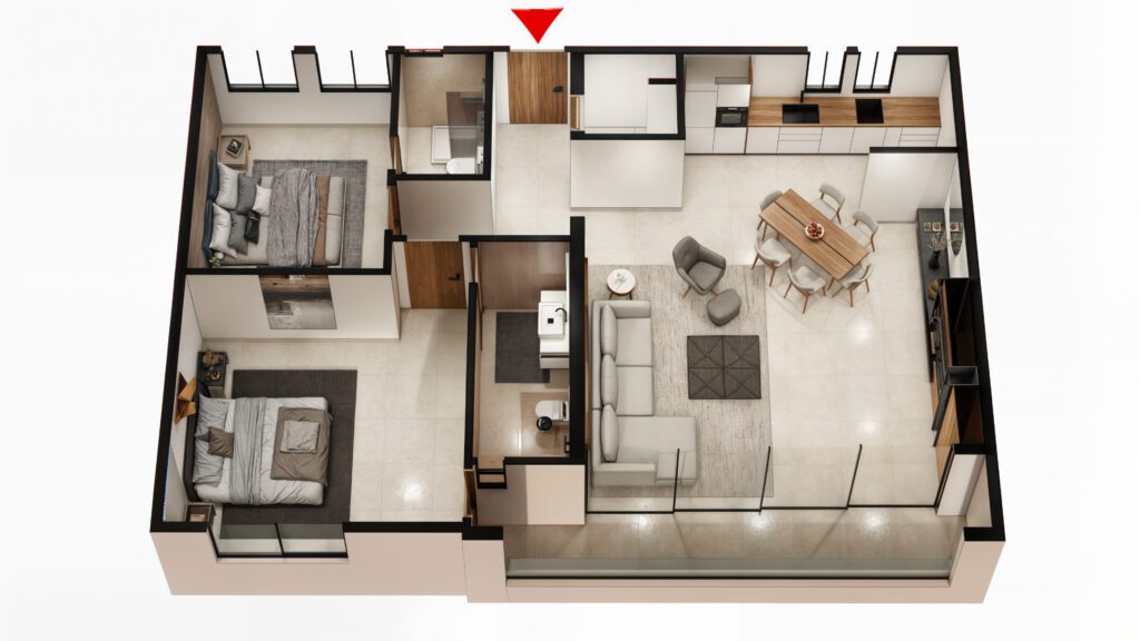 plan 3D de la résidence Salih à Mermoz, appartements à vendre