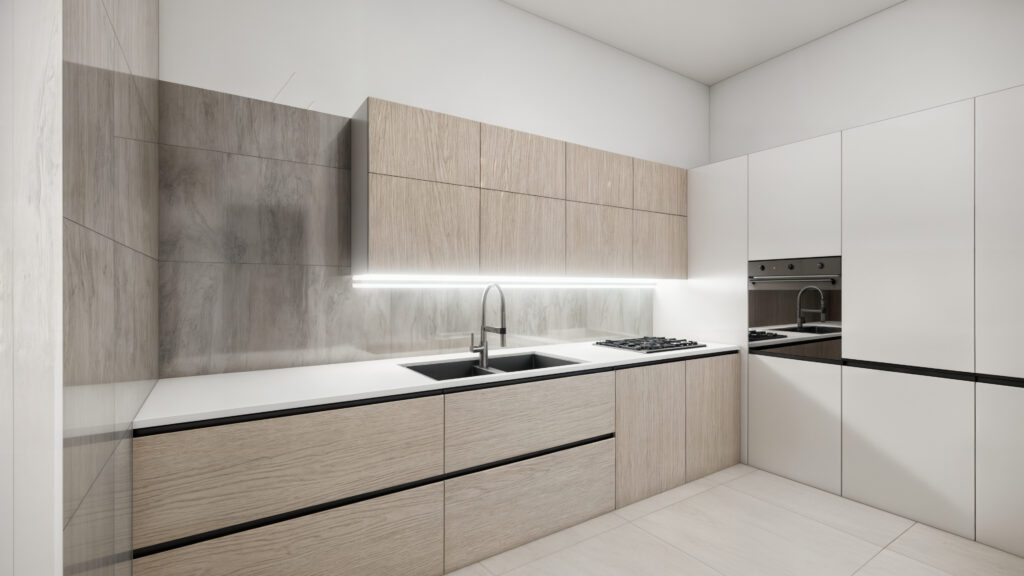 Cuisine équipée d'un appartement de la résidence Maasina