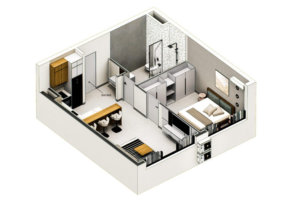 Image 3D de la résidence Douta Seck au Point E à Dakar, appartement à vendre