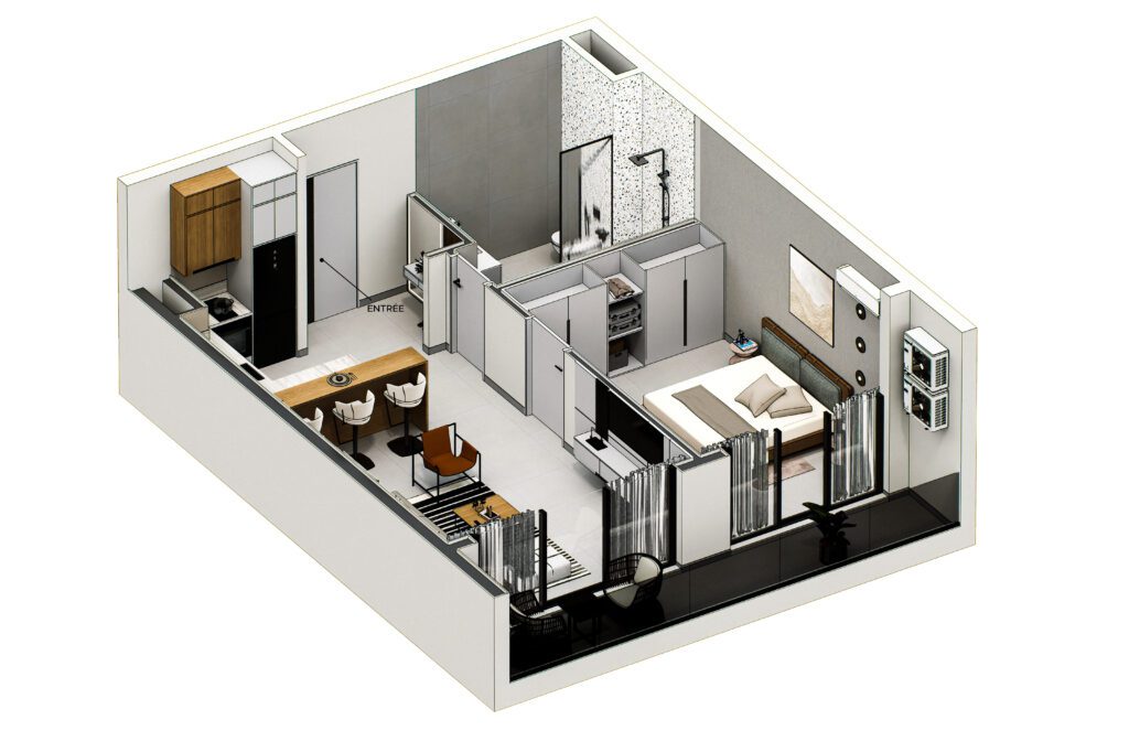 Image 3D de la résidence Douta Seck au Point E à Dakar, appartement à vendre
