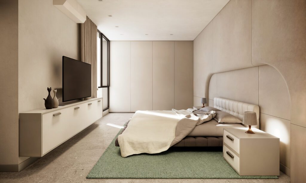 Chambre F4 en 3D de la résidence ASTYN à Bourguiba