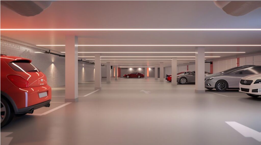 Parking sous-terrain sécurisé de la résidence Salih - Vue 3D