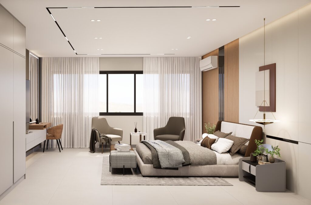 Chambre à coucher de la résidence Douta Seck au Point E à Dakar, appartements à vendre