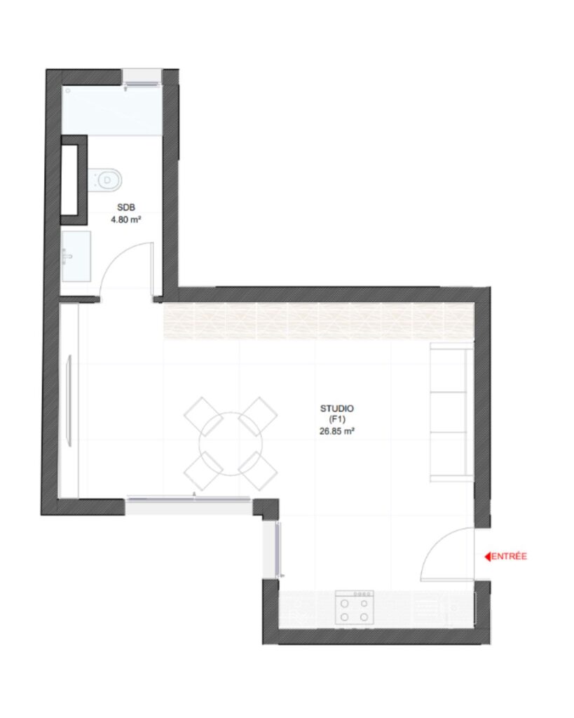 Floor plan F1 A, 34.35 m²