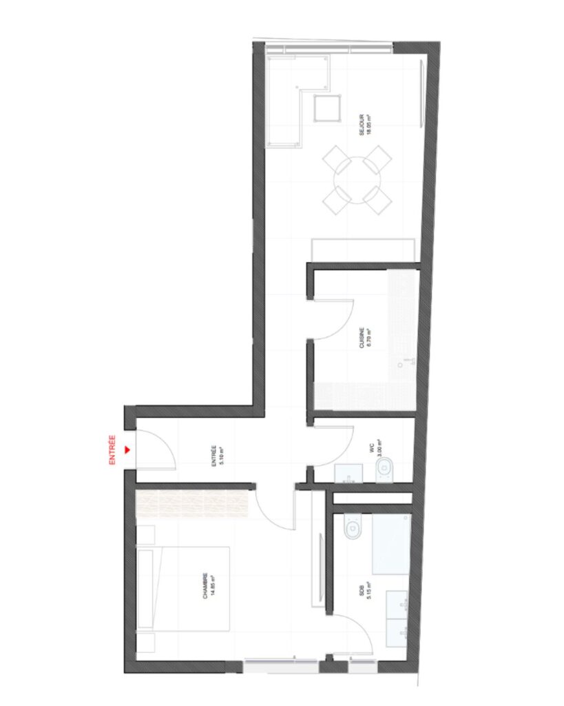 Floor plan F2 A, 57.95 m²