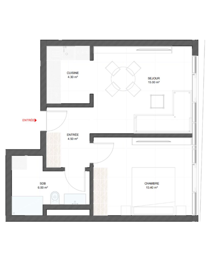 Floor plan F2 B, 48.50 m²