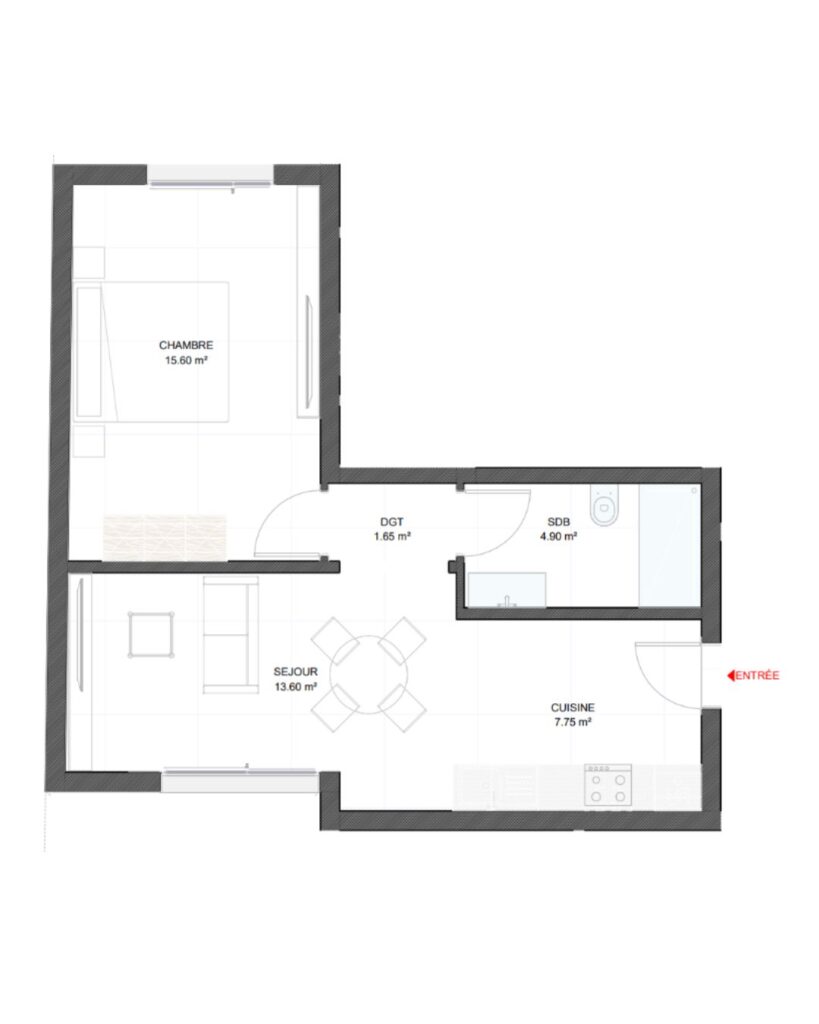 Floor plan F2 F, 47.10 m²