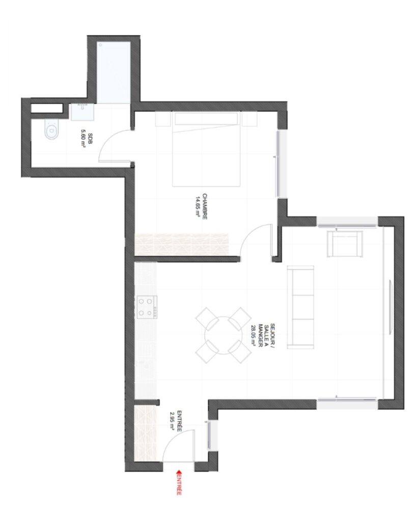 Floor plan F2 K, 53.25 m²