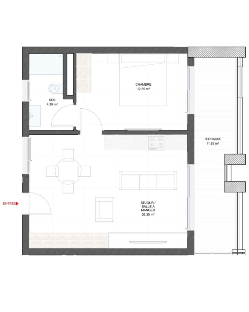 Floor plan F2 L, 57.20 m²