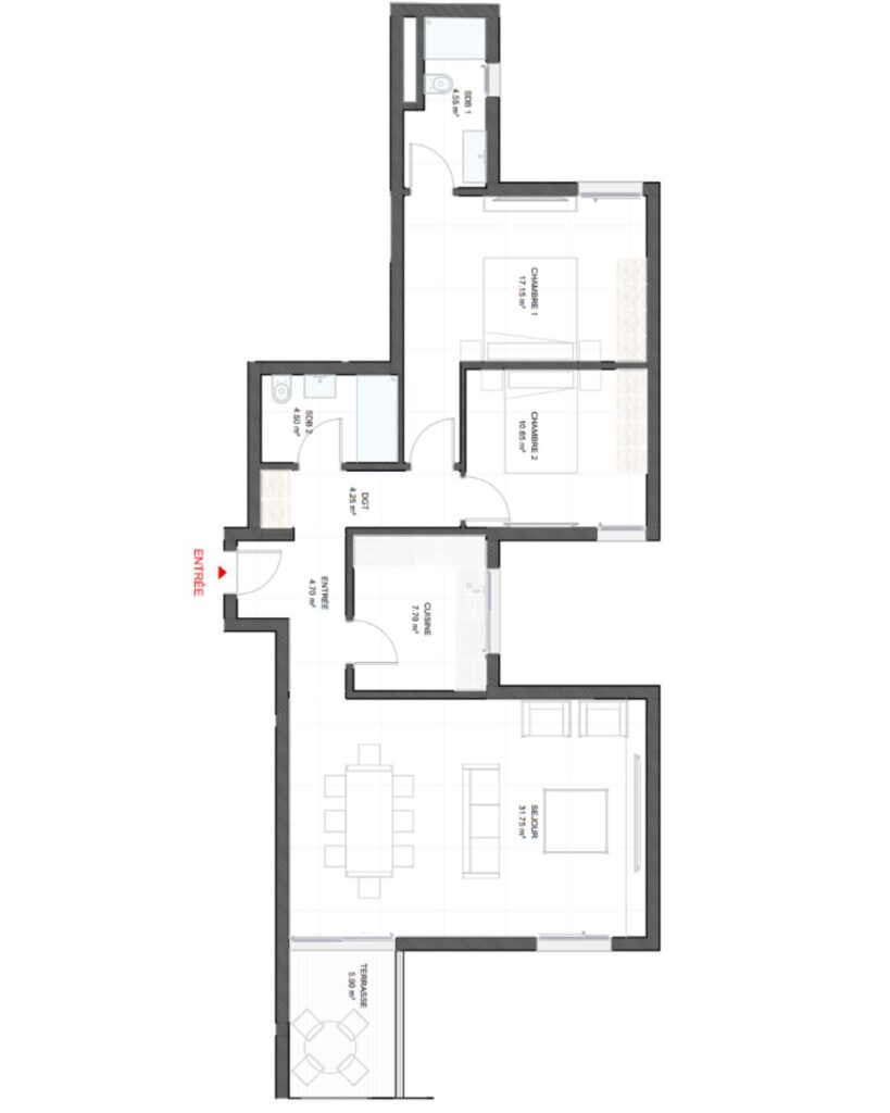 Floor plan F3 D, 97.10 m²