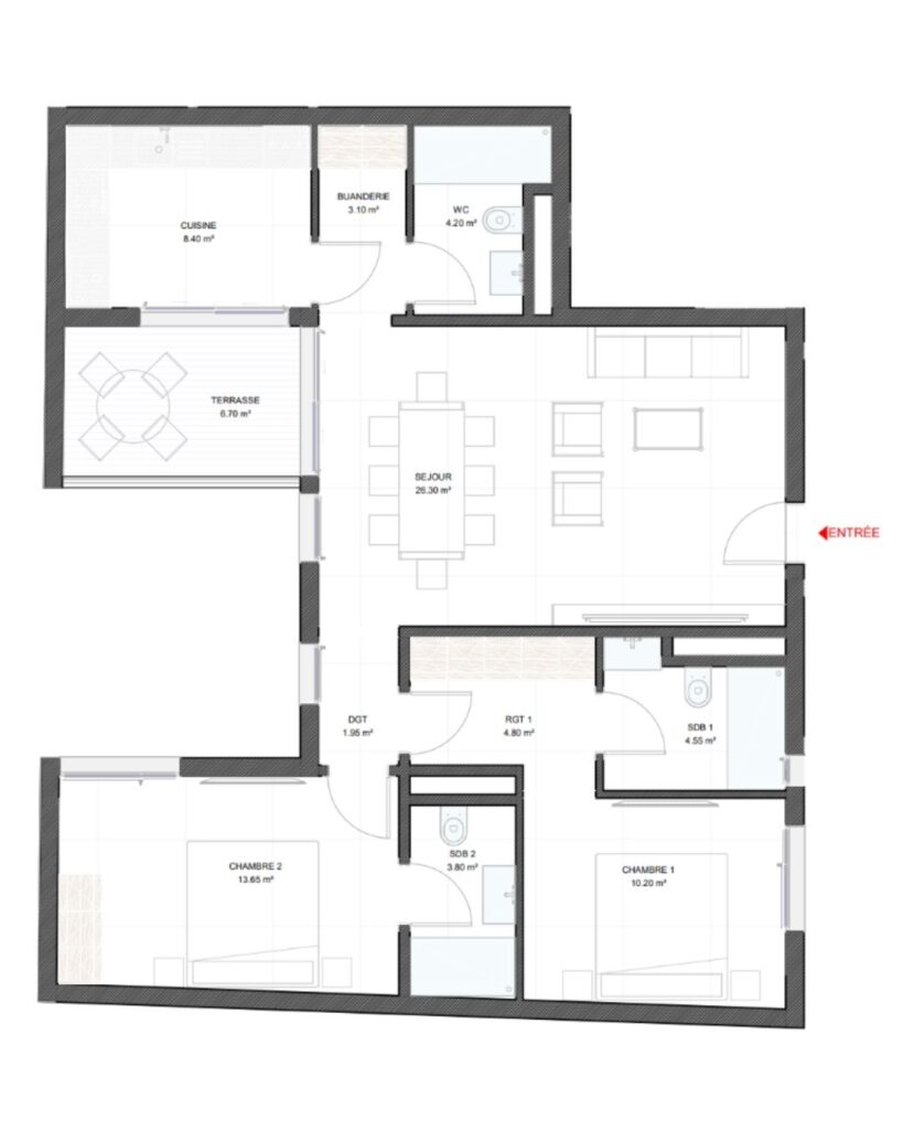 Floor plan F3 E, 95.30 m²