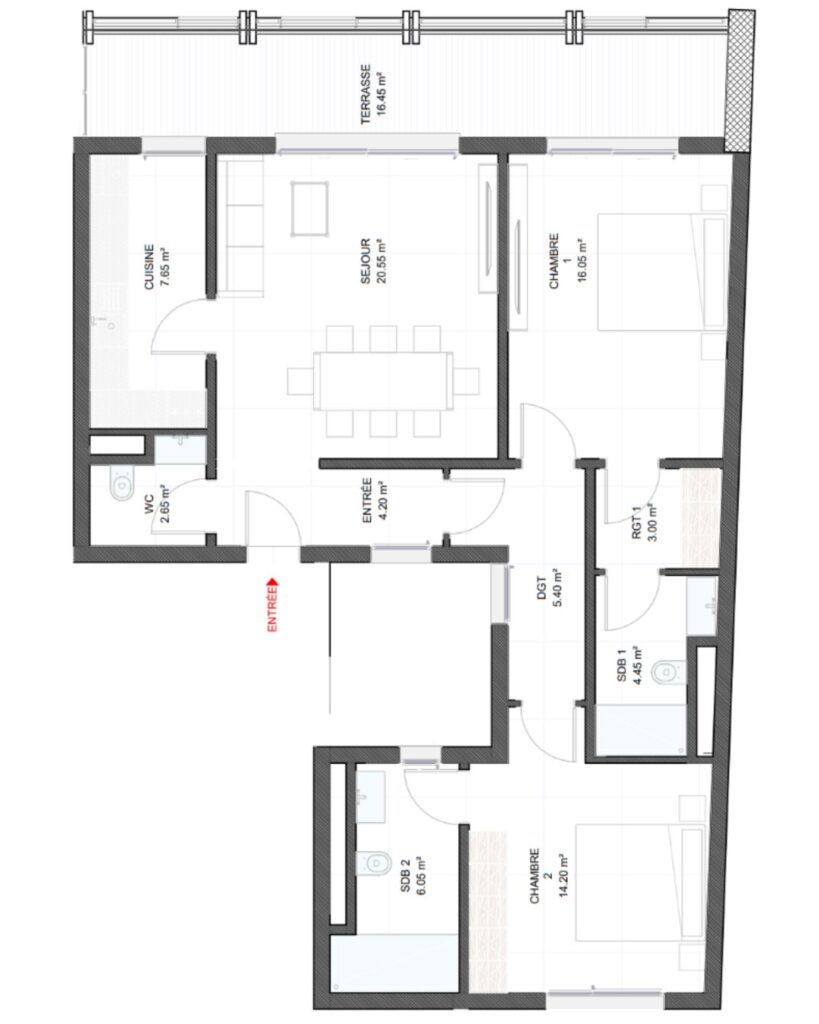 Floor plan F3 A, 108.15 m²