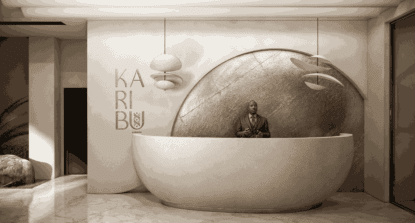 vue de la réception dans l'immeuble Karibu aux Almadies