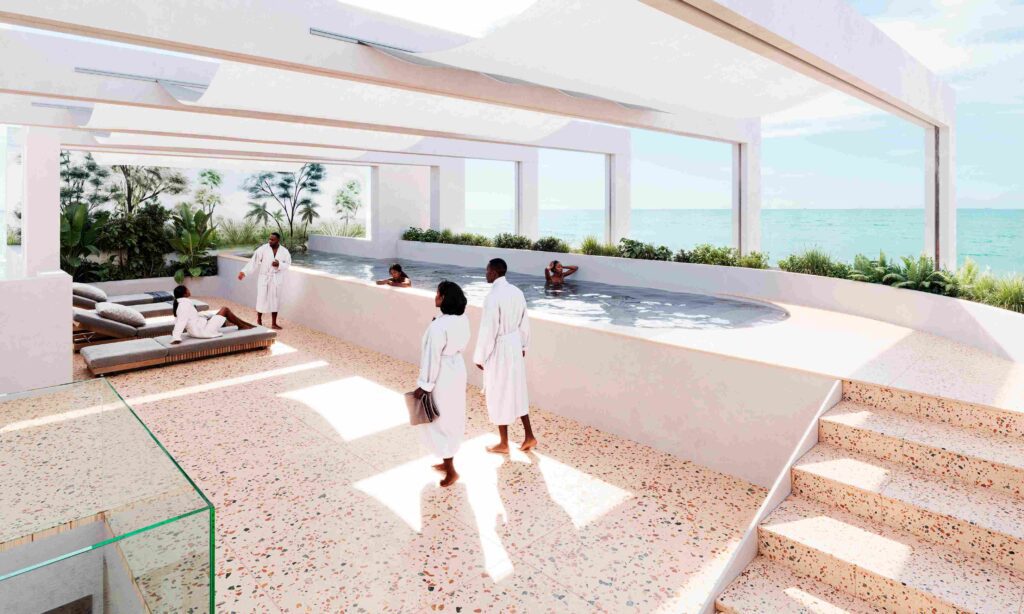 Spa luxueux en bord de mer avec piscine