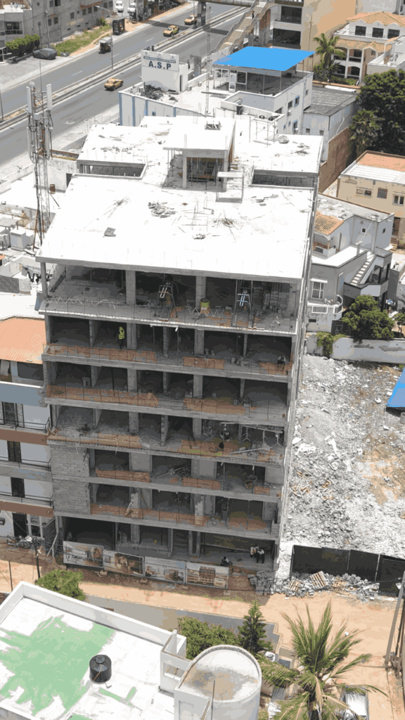 vue aérienne sur la façade de la résidence Safiétou